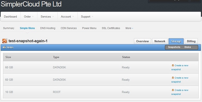 Screenshot - List of Disks