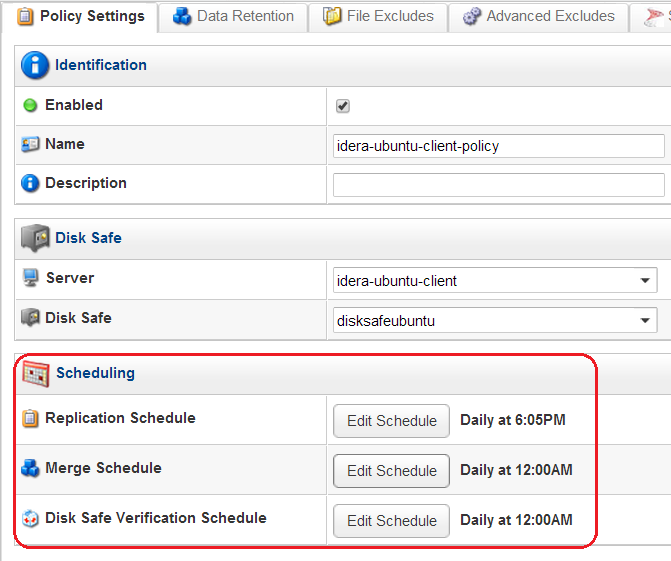 After the setting of Replication Schedule, Merge Schedule and Disk Safe Verification Schedule completed